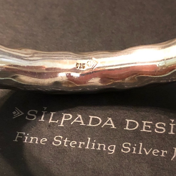 Silpada Oval Hammered Sterling Bangle Bracelet B1117 - Picture 15 of 16